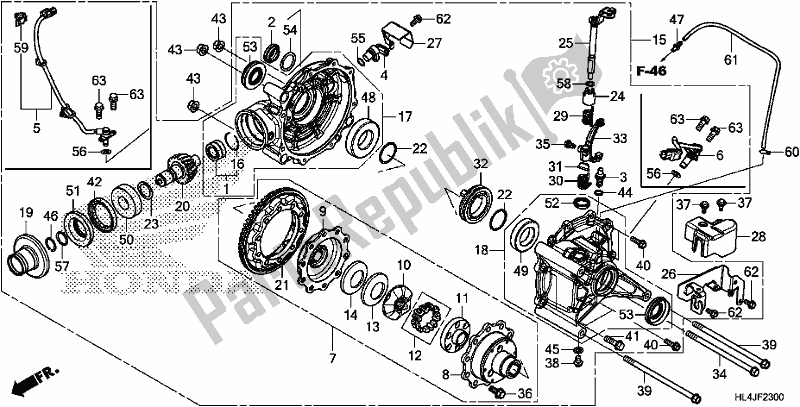 Todas as partes de Engrenagem Final Conduzida do Honda SXS 1000M3L Pioneer 1000 3 Seat 2018