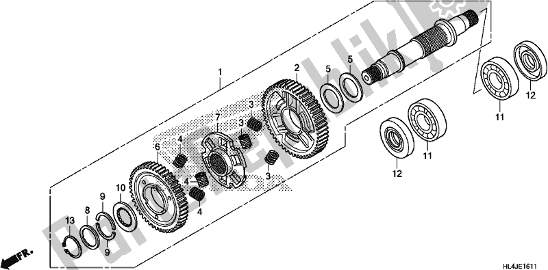 Todas as partes de Final Driven Shaft do Honda SXS 1000M3L Pioneer 1000 3 Seat 2018