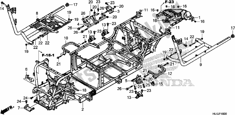 Toutes les pièces pour le Corps De Châssis du Honda SXS 1000M3L Pioneer 1000 3 Seat 2018