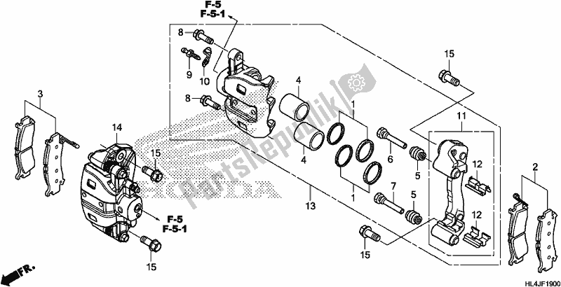 All parts for the Front Brake Caliper of the Honda SXS 1000M3L Pioneer 1000 3 Seat 2018