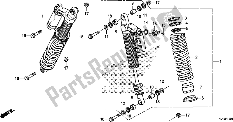 Tutte le parti per il Cuscino Anteriore del Honda SXS 1000M3L Pioneer 1000 3 Seat 2018