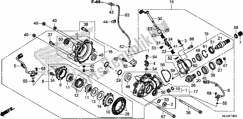 Todas as partes de Engrenagem Final Dianteira do Honda SXS 1000M3L Pioneer 1000 3 Seat 2018