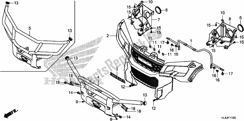 Todas las partes para Front Grille/front Bumper de Honda SXS 1000M3L Pioneer 1000 3 Seat 2018