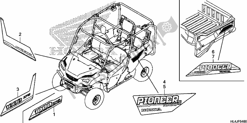 All parts for the Mark of the Honda SXS 1000M3L Pioneer 1000 3 Seat 2018