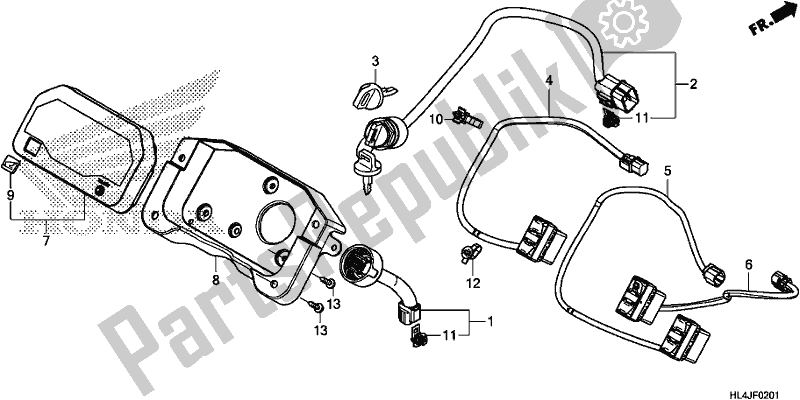 Alle onderdelen voor de Meter/switch van de Honda SXS 1000M3L Pioneer 1000 3 Seat 2018