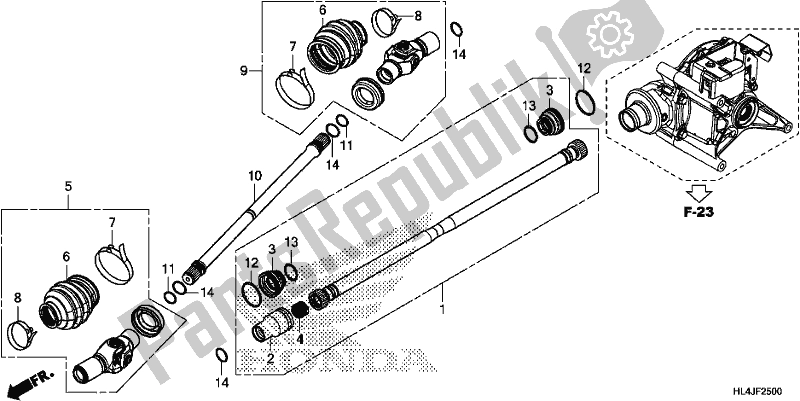 Todas las partes para árbol De Transmisión de Honda SXS 1000M3L Pioneer 1000 3 Seat 2018