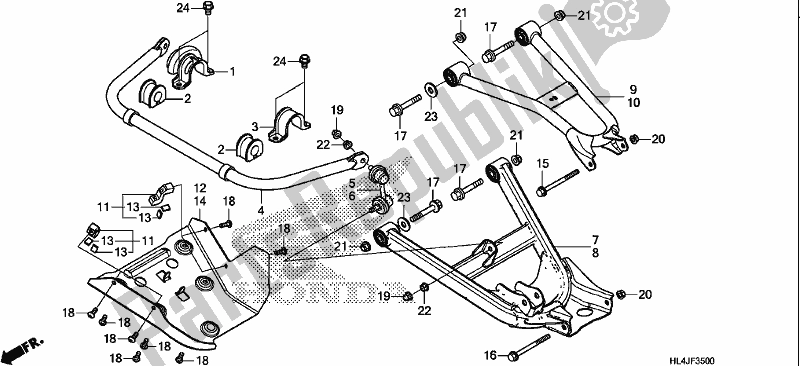 All parts for the Rear Arm/rear Stabilizer of the Honda SXS 1000M3L Pioneer 1000 3 Seat 2018