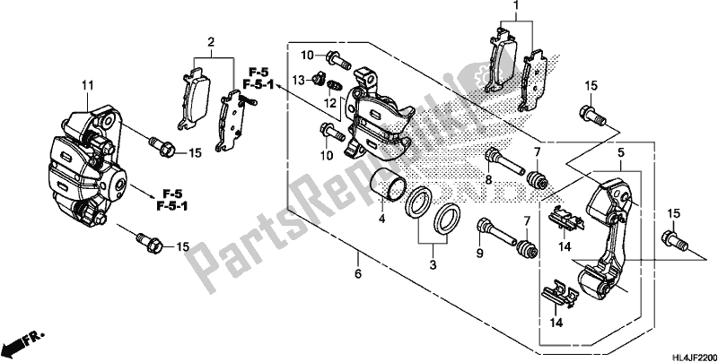 Todas las partes para Pinza De Freno Trasero de Honda SXS 1000M3L Pioneer 1000 3 Seat 2018