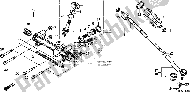 All parts for the Steering Gear Box/tie Rod of the Honda SXS 1000M3L Pioneer 1000 3 Seat 2018