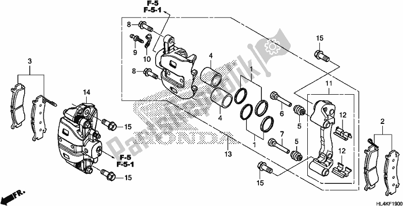 All parts for the Front Brake Caliper of the Honda SXS 1000M3L Pioneer 1000 3 Seat 2019