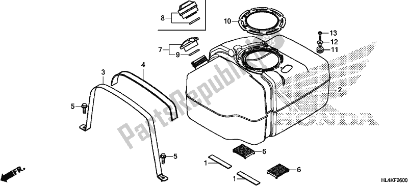 Todas as partes de Tanque De Combustível do Honda SXS 1000M3L Pioneer 1000 3 Seat 2019