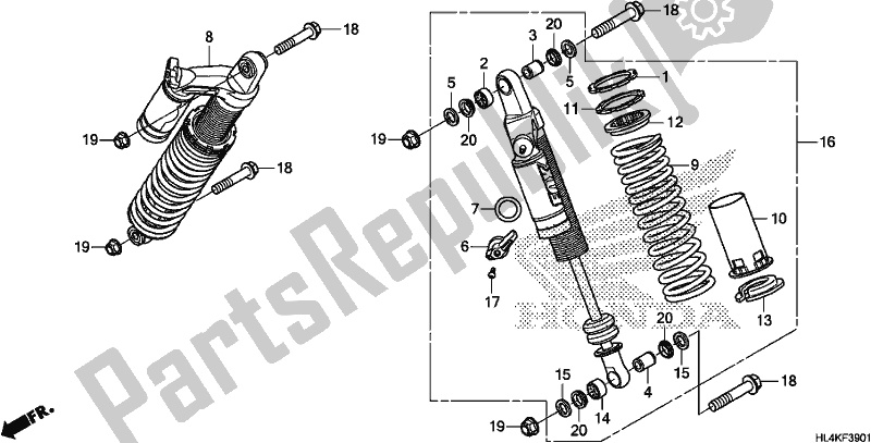 Tutte le parti per il Cuscino Posteriore del Honda SXS 1000M3L Pioneer 1000 3 Seat 2019