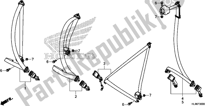 All parts for the Seatbelt of the Honda SXS 1000M3L Pioneer 1000 3 Seat 2019