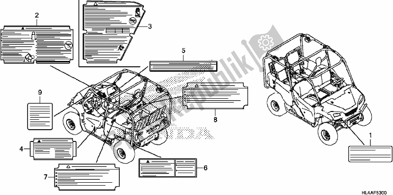 All parts for the Caution Label of the Honda SXS 1000M3P Pioneer 1000 3 Seat 2017