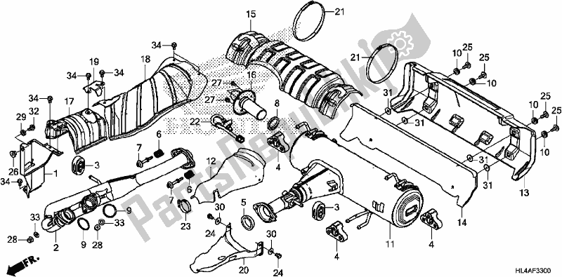 All parts for the Exhaust Muffler of the Honda SXS 1000M3P Pioneer 1000 3 Seat 2017
