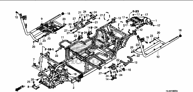 Alle onderdelen voor de Frame Lichaam van de Honda SXS 1000M3P Pioneer 1000 3 Seat 2017