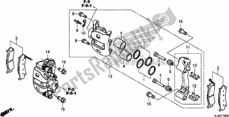 All parts for the Front Brake Caliper of the Honda SXS 1000M3P Pioneer 1000 3 Seat 2017