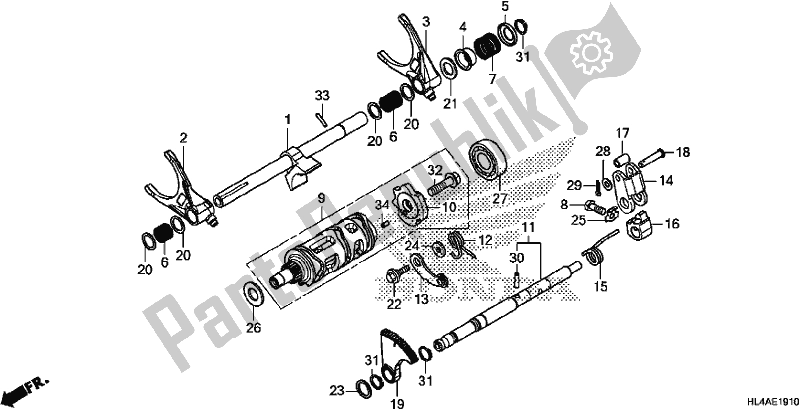 All parts for the Gearshift Fork (sub Transmission) of the Honda SXS 1000M3P Pioneer 1000 3 Seat 2017