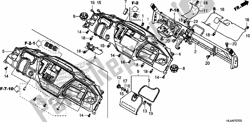 Alle onderdelen voor de Instrumentenpaneel van de Honda SXS 1000M3P Pioneer 1000 3 Seat 2017