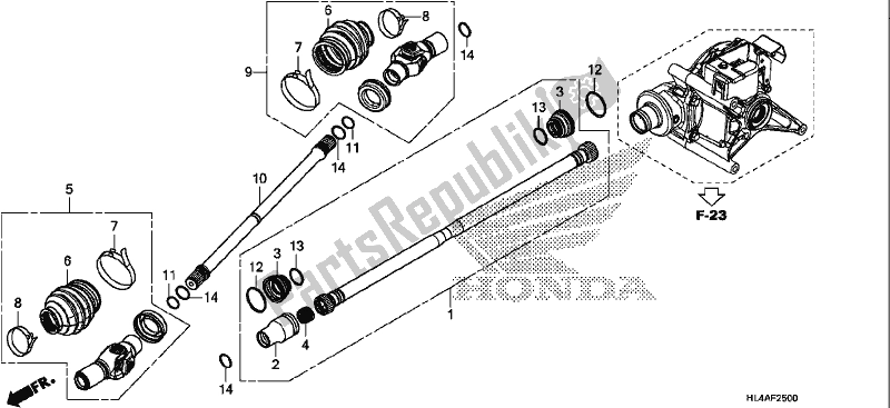 Todas las partes para árbol De Transmisión de Honda SXS 1000M3P Pioneer 1000 3 Seat 2017