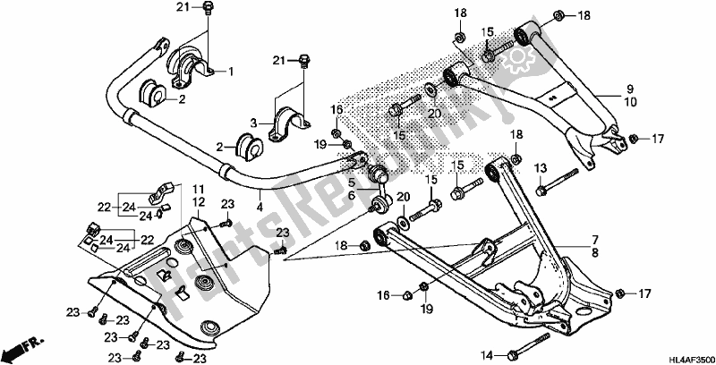 All parts for the Rear Arm/rear Stabilizer of the Honda SXS 1000M3P Pioneer 1000 3 Seat 2017