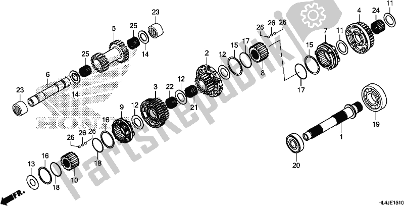 Todas as partes de Final Drive Shaft do Honda SXS 1000M3P Pioneer 1000 3 Seat 2018