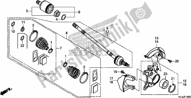 All parts for the Front Knuckle/front Driveshaft of the Honda SXS 1000M3P Pioneer 1000 3 Seat 2018
