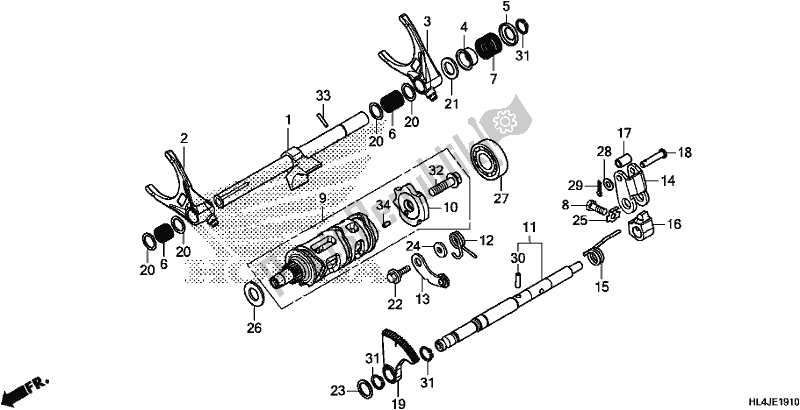 Alle onderdelen voor de Gearshift Fork (sub Transmission) van de Honda SXS 1000M3P Pioneer 1000 3 Seat 2018