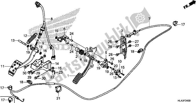 All parts for the Pedal of the Honda SXS 1000M3P Pioneer 1000 3 Seat 2018