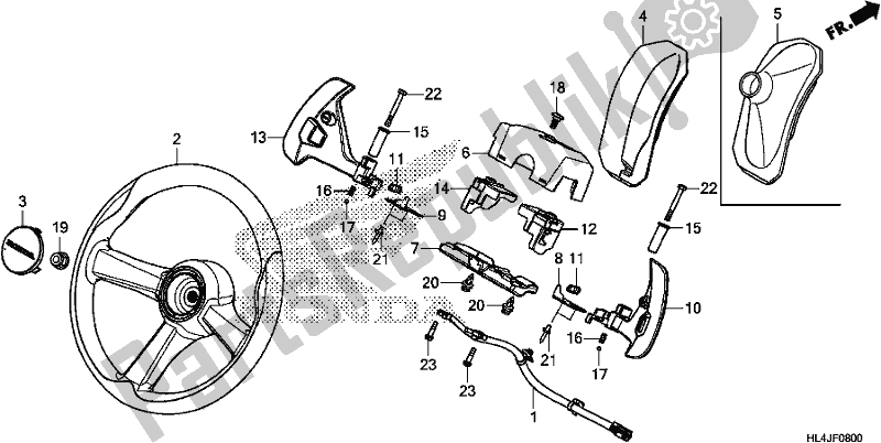 Alle onderdelen voor de Steering Wheel van de Honda SXS 1000M3P Pioneer 1000 3 Seat 2018