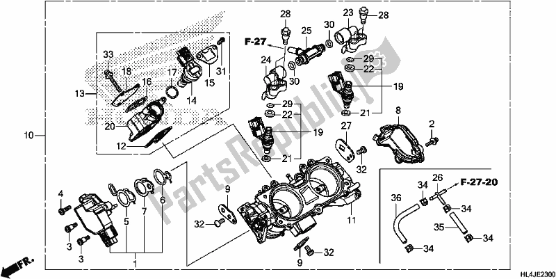 Tutte le parti per il Corpo Farfallato del Honda SXS 1000M3P Pioneer 1000 3 Seat 2018