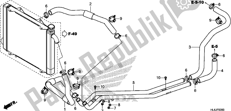 All parts for the Water Pipe/water Hose of the Honda SXS 1000M3P Pioneer 1000 3 Seat 2018