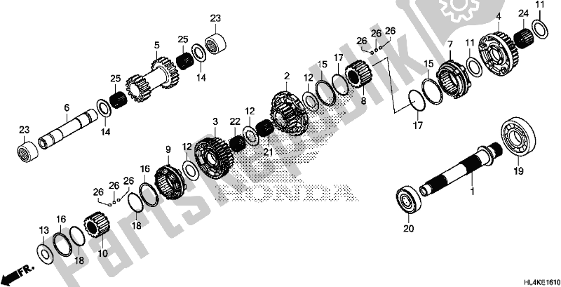 Alle onderdelen voor de Final Drive Shaft van de Honda SXS 1000M3P Pioneer 1000 3 Seat 2019