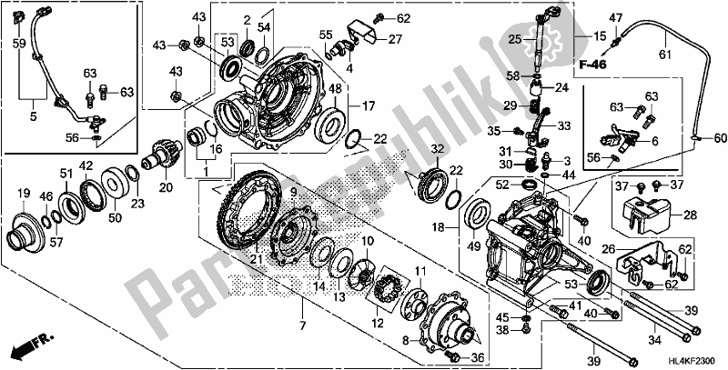 Alle onderdelen voor de Uiteindelijk Aangedreven Versnelling van de Honda SXS 1000M3P Pioneer 1000 3 Seat 2019