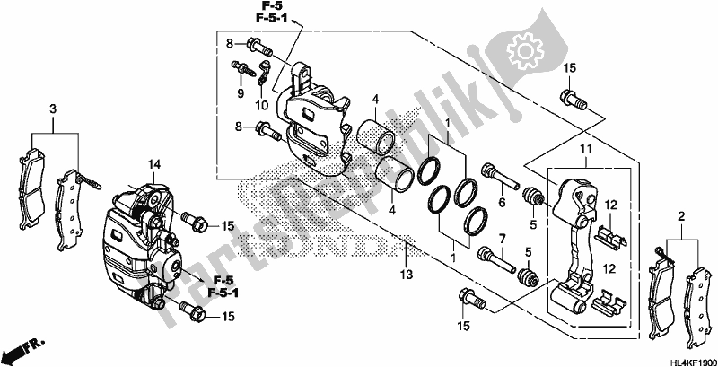 All parts for the Front Brake Caliper of the Honda SXS 1000M3P Pioneer 1000 3 Seat 2019