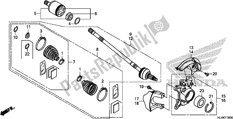 All parts for the Front Knuckle/front Driveshaft of the Honda SXS 1000M3P Pioneer 1000 3 Seat 2019