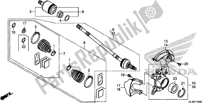 All parts for the Front Knuckle/front Driveshaft of the Honda SXS 1000M3P Pioneer 1000 3 Seat 2019