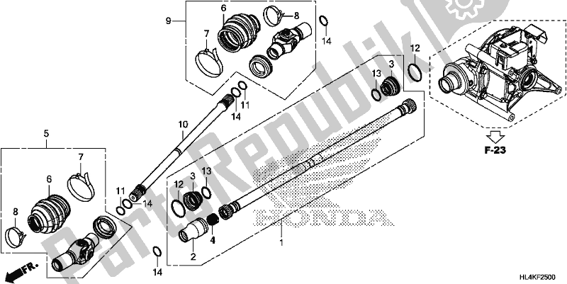 All parts for the Propeller Shaft of the Honda SXS 1000M3P Pioneer 1000 3 Seat 2019