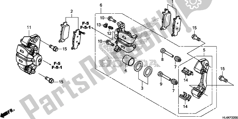 All parts for the Rear Brake Caliper of the Honda SXS 1000M3P Pioneer 1000 3 Seat 2019