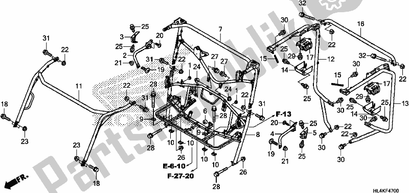 All parts for the Roll Bar of the Honda SXS 1000M3P Pioneer 1000 3 Seat 2019