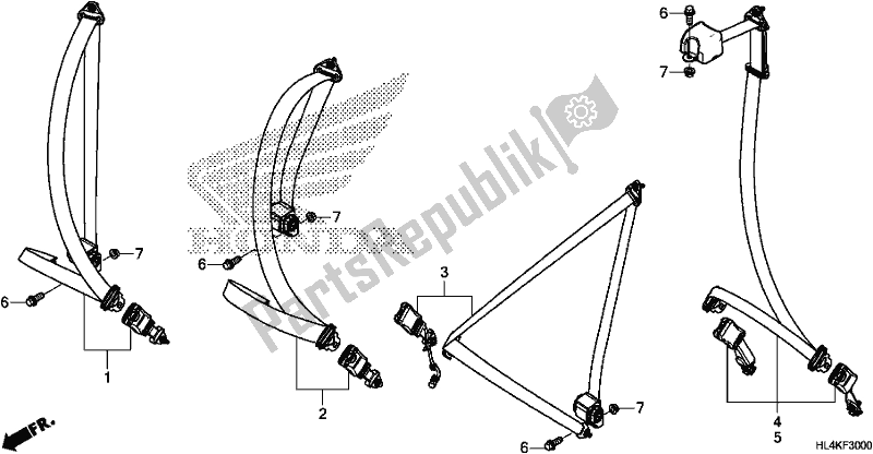 Alle onderdelen voor de Seatbelt van de Honda SXS 1000M3P Pioneer 1000 3 Seat 2019