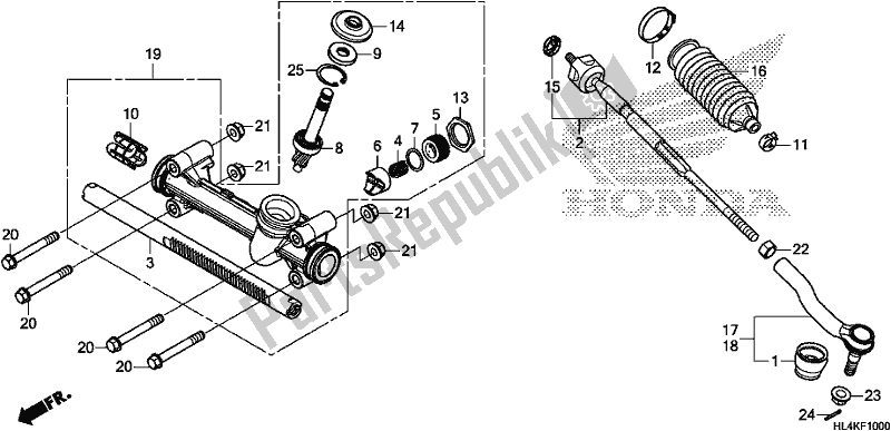 All parts for the Steering Gear Box/tie Rod of the Honda SXS 1000M3P Pioneer 1000 3 Seat 2019