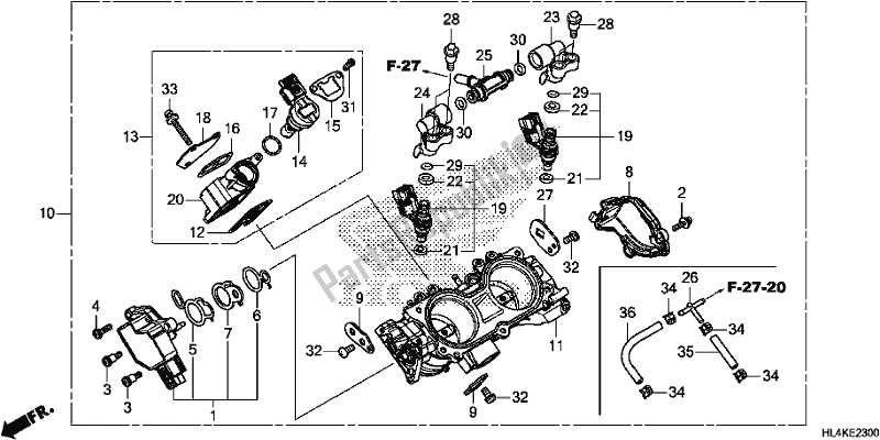 Alle onderdelen voor de Gasklephuis van de Honda SXS 1000M3P Pioneer 1000 3 Seat 2019