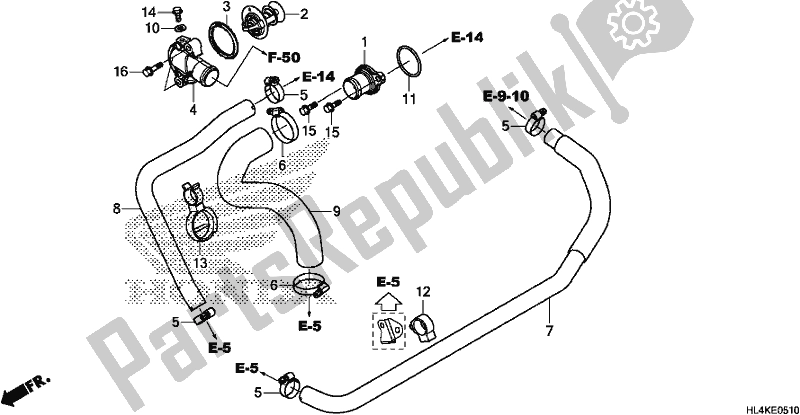 All parts for the Water Hose/thermostat of the Honda SXS 1000M3P Pioneer 1000 3 Seat 2019