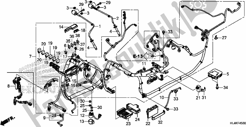 All parts for the Wire Harness of the Honda SXS 1000M3P Pioneer 1000 3 Seat 2019