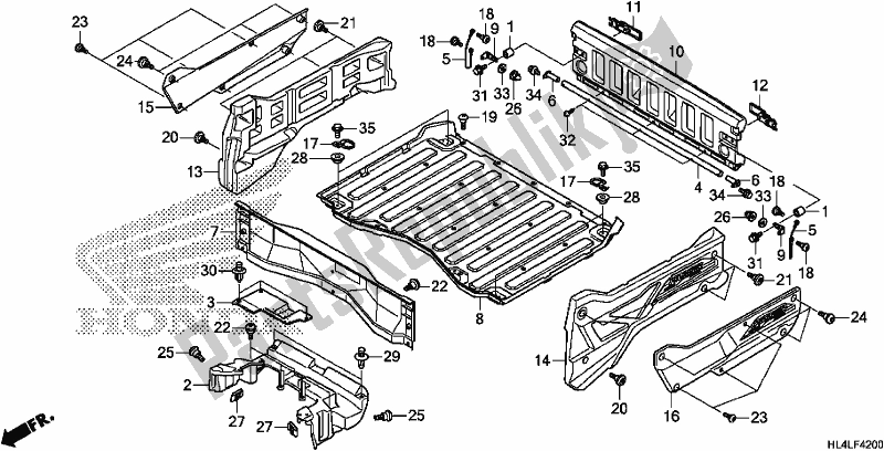 All parts for the Bed Plate/rear Gate of the Honda SXS 1000M3P Pioneer 1000 3 Seat 2020