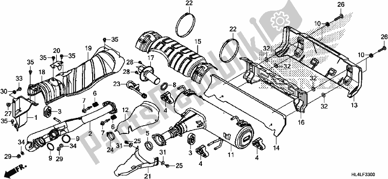 Toutes les pièces pour le Silencieux D'échappement du Honda SXS 1000M3P Pioneer 1000 3 Seat 2020