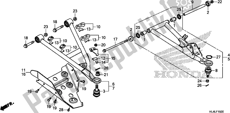 Tutte le parti per il Braccio Anteriore del Honda SXS 1000M3P Pioneer 1000 3 Seat 2020