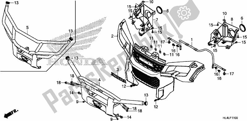 All parts for the Front Grille/front Bumper of the Honda SXS 1000M3P Pioneer 1000 3 Seat 2020