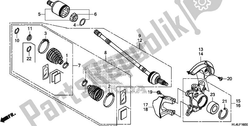 All parts for the Front Knuckle/front Driveshaft of the Honda SXS 1000M3P Pioneer 1000 3 Seat 2020